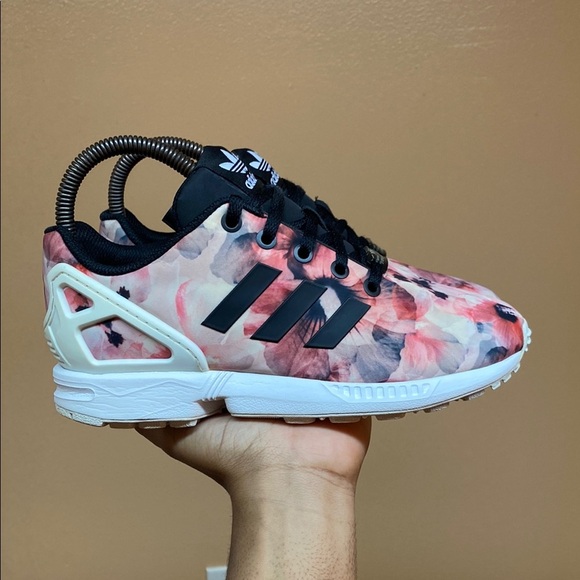 Adidas Torsion ZX Flux Floral Print Sneakers Size 4 - Picture 1 of 16